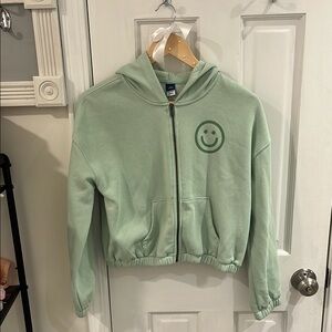 Old Navy Green Cropped Hoodie Sweatshirt
